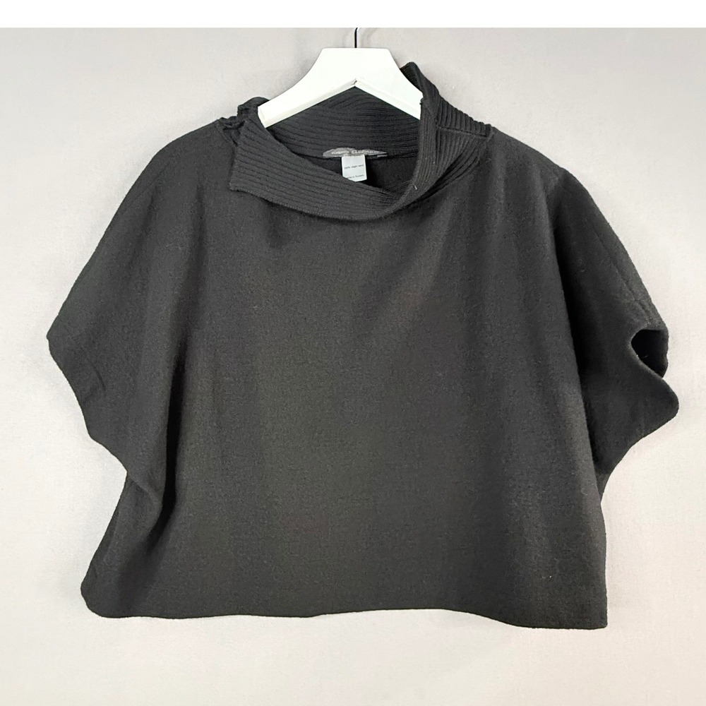 Elemente Clemente Sweater Womens OS Black Boiled Wool Funnel Neck Cropped